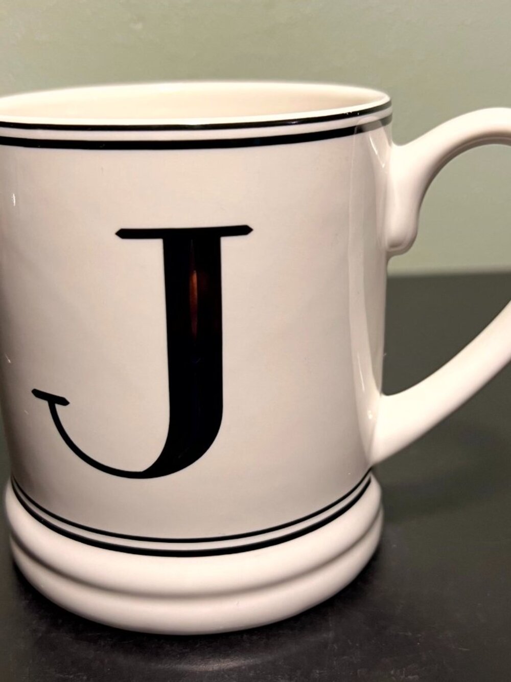 Threshold Target Monogram Letter J Coffee Mug Cup White Black Metallic Gold 15oz